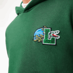 Lacoste סווטשירט קפוצ'ון בהדפס אפקט קומי DZ4D0D1132 ירוק 132 גברים - Image 4