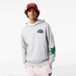Lacoste סווטשירט קפוצ'ון בהדפס אפקט קומי DZ4D0D1133 chine אפור cca גברים