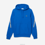 Lacoste סווטשירט קפוצ'ון מודפס בגזרה קלאסית DZ4D0D1282 כחול k1q גברים
