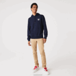 Lacoste סווטשירט קפוצ'ון מוצק בכושר קלאסי DZ4D0D359 כחול כהה 166 גברים - Image 2