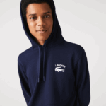 Lacoste סווטשירט קפוצ'ון מוצק בכושר קלאסי DZ4D0D359 כחול כהה 166 גברים