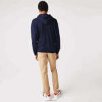 Lacoste סווטשירט קפוצ'ון מוצק בכושר קלאסי DZ4D0D359 כחול כהה 166 גברים - Image 3