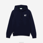 Lacoste סווטשירט קפוצ'ון מוצק בכושר קלאסי DZ4D0D359 כחול כהה 166 גברים - Image 4