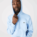 Lacoste סווטשירט קפוצ'ון מכותנה אורגנית DZ4D0D267 כחול hbp גברים - Image 2
