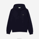 Lacoste סווטשירט קפוצ'ון מכותנה אורגנית DZ4D0D264 כחול כהה 166 גברים
