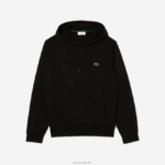 Lacoste סווטשירט קפוצ'ון מכותנה אורגנית DZ4D0D266 שחור 031 גברים