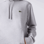 Lacoste סווטשירט קפוצ'ון מכותנה אורגנית DZ4D0D288 chine אפור cca גברים - Image 4