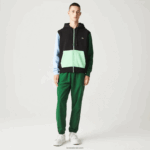 Lacoste סווטשירט קפוצ'ון עם רוכסן בהתאמה קלאסית DZ4D0D1081 שחור כחול ירוק אה גברים - Image 2