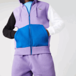 Lacoste סווטשירט קפוצ'ון עם רוכסן בהתאמה קלאסית DZ4D0D1082 סגול שחור לבן כחול 896 גברים - Image 4