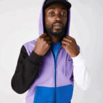 Lacoste סווטשירט קפוצ'ון עם רוכסן בהתאמה קלאסית DZ4D0D1082 סגול שחור לבן כחול 896 גברים
