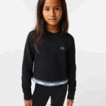 Lacoste סווטשירט קצר להקה מודפס DZ4D0D3206 שחור 031 בנות