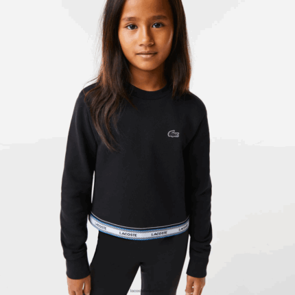 Lacoste סווטשירט קצר להקה מודפס DZ4D0D3206 שחור 031 בנות