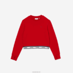 Lacoste סווטשירט קצר להקה מודפס DZ4D0D3207 אדום 240 בנות - Image 3