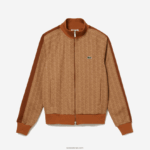 Lacoste סווטשירט רוכסן בהתאמה רגילה בהדפס מונוגרמה DZ4D0D277 בז' חום zwm גברים - Image 5