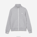 Lacoste סווטשירט רוכסן בתערובת כותנה בצווארון גבוה DZ4D0D1022 chine אפור cca גברים - Image 5