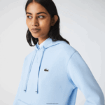 Lacoste סווטשירט תערובת כותנה עם קפוצ'ון בגזרה רופפת DZ4D0D2528 כחול hbp נשים - Image 2