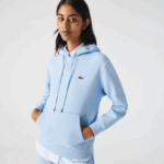 Lacoste סווטשירט תערובת כותנה עם קפוצ'ון בגזרה רופפת DZ4D0D2528 כחול hbp נשים