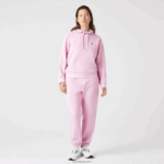 Lacoste סווטשירט תערובת כותנה עם קפוצ'ון בגזרה רופפת DZ4D0D2530 ורוד z4h נשים