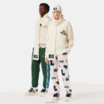 Lacoste סט מתנה של כיפה וצעיף מצמר מצולע DZ4D0D1690 לבן xfj נשים