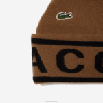 Lacoste סט מתנה של כיפה וצעיף סרוג ג'קארד DZ4D0D2297 חום שחור xp9 גברים - Image 2