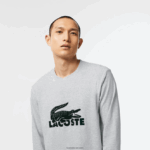 Lacoste סט פיג'מה ארוך עם לוגו קטיפה DZ4D0D1457 כחול כהה אפור סין ירוק vxd גברים - Image 2