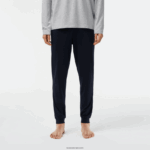 Lacoste סט פיג'מה ארוך עם לוגו קטיפה DZ4D0D1457 כחול כהה אפור סין ירוק vxd גברים - Image 4