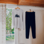 Lacoste סט פיג'מה ארוך עם לוגו קטיפה DZ4D0D1457 כחול כהה אפור סין ירוק vxd גברים - Image 8