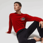 Lacoste סט פיג'מות כותנה במתח ארוך DZ4D0D1639 אדום כהה כחול rx1 גברים - Image 2