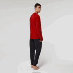 Lacoste סט פיג'מות כותנה במתח ארוך DZ4D0D1639 אדום כהה כחול rx1 גברים - Image 3