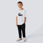 Lacoste ספורט טניס חולצה טכנית אוברסייז קרוקס DZ4D0D3019 לבן שחור au8 ילדים - Image 2