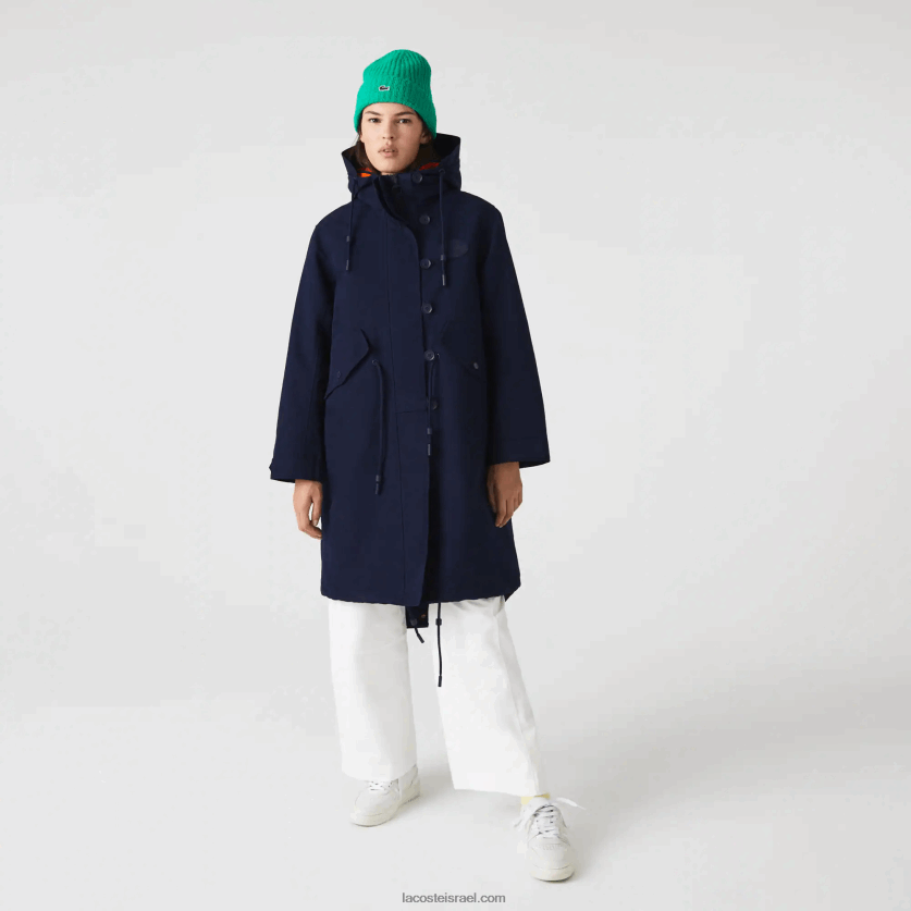 Lacoste פארקה 3 ב-1 דוחה מים DZ4D0D2629 כחול כהה כתום pf1 נשים - Image 8