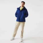 Lacoste פארקה מרופד עמיד במים DZ4D0D1308 כחול bdm גברים - Image 6