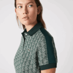 Lacoste פולו בהדפס מונוגרמה בהתאמה רגילה DZ4D0D2474 ירוק בז '7m4 נשים - Image 2