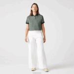 Lacoste פולו בהדפס מונוגרמה בהתאמה רגילה DZ4D0D2474 ירוק בז '7m4 נשים
