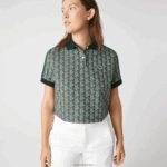 Lacoste פולו בהדפס מונוגרמה בהתאמה רגילה DZ4D0D2474 ירוק בז '7m4 נשים - Image 5