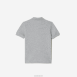 Lacoste פולו בהדפס ניגודיות כותנה אורגנית DZ4D0D3035 chine אפור cca ילדים - Image 2
