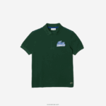 Lacoste פולו בהדפס ניגודיות כותנה אורגנית DZ4D0D3034 ירוק 132 ילדים
