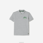 Lacoste פולו בהדפס ניגודיות כותנה אורגנית DZ4D0D3035 chine אפור cca ילדים