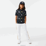 Lacoste פולו בהדפס תנין באפקט קומי DZ4D0D2955 כחול כהה 166 ילדים - Image 2