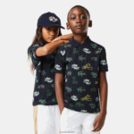 Lacoste פולו בהדפס תנין באפקט קומי DZ4D0D2955 כחול כהה 166 ילדים