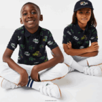 Lacoste פולו בהדפס תנין באפקט קומי DZ4D0D2955 כחול כהה 166 ילדים - Image 4