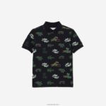 Lacoste פולו בהדפס תנין באפקט קומי DZ4D0D2955 כחול כהה 166 ילדים - Image 5
