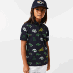 Lacoste פולו בהדפס תנין באפקט קומי DZ4D0D2955 כחול כהה 166 ילדים - Image 8