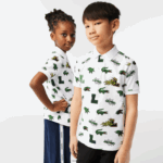 Lacoste פולו בהדפס תנין באפקט קומי DZ4D0D2956 לבן 001 ילדים