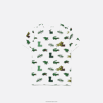 Lacoste פולו בהדפס תנין באפקט קומי DZ4D0D2956 לבן 001 ילדים - Image 5