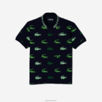 Lacoste פולו בהדפס תנין גולף DZ4D0D203 כחול כהה לבן ירוק xif גברים