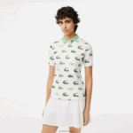 Lacoste פולו בהדפס תנין גולף DZ4D0D2378 לבן ירוק 2p0 נשים