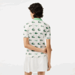 Lacoste פולו בהדפס תנין גולף DZ4D0D2378 לבן ירוק 2p0 נשים - Image 3