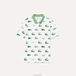 Lacoste פולו בהדפס תנין גולף DZ4D0D2378 לבן ירוק 2p0 נשים - Image 4