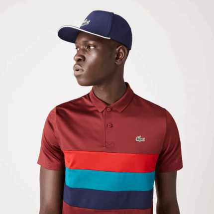 Lacoste פולו גולף טריקולור ספורט DZ4D0D825 בורדו אדום ירוק כחול yjy גברים